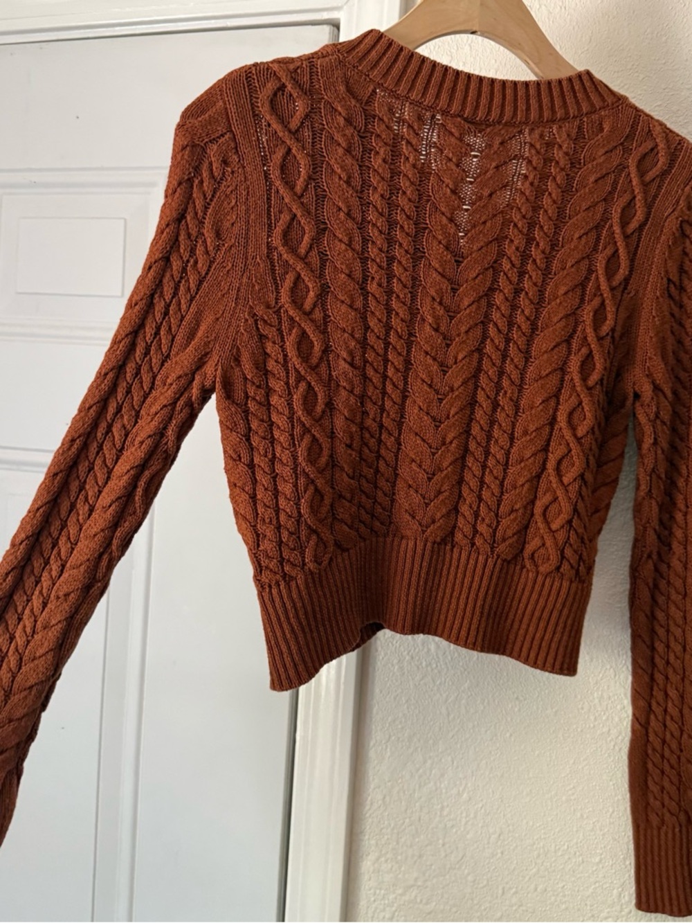 Reformation Rust Cable-Knit Cropped Cardigan - Picture 4 of 6